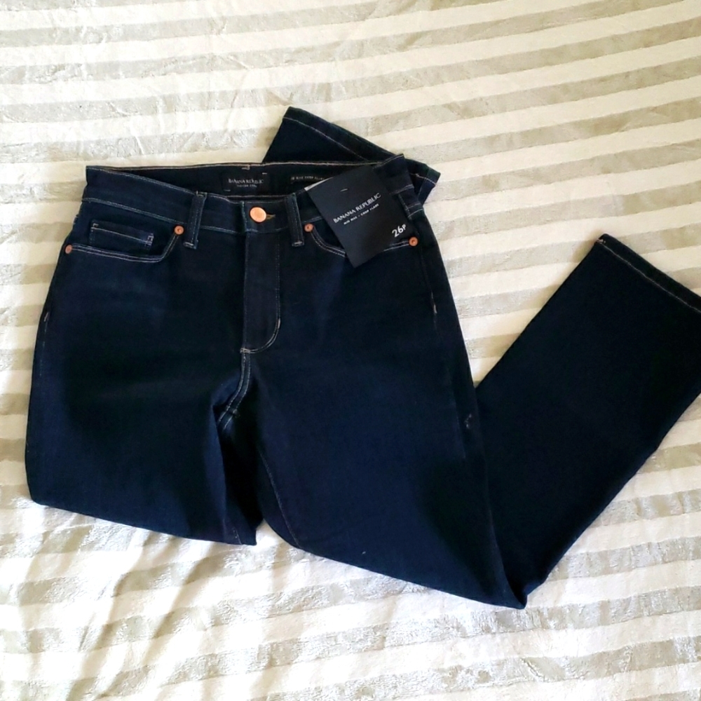 BNWT BANANA REPUBLIC high rise flare blue denim jeans (26P) - Picture 2 of 7